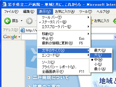 インターネットエクスプローラスクリーンショット